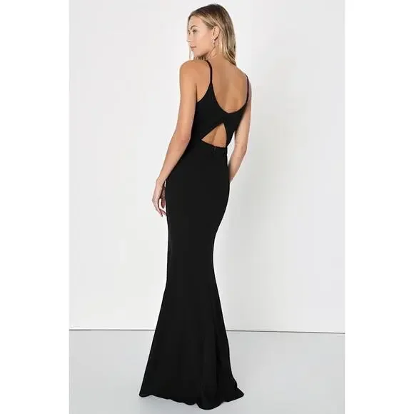 Lulus Moments Of Bliss Black Backless Mermaid Maxi Dress - Size XS - Picture 1 of 5